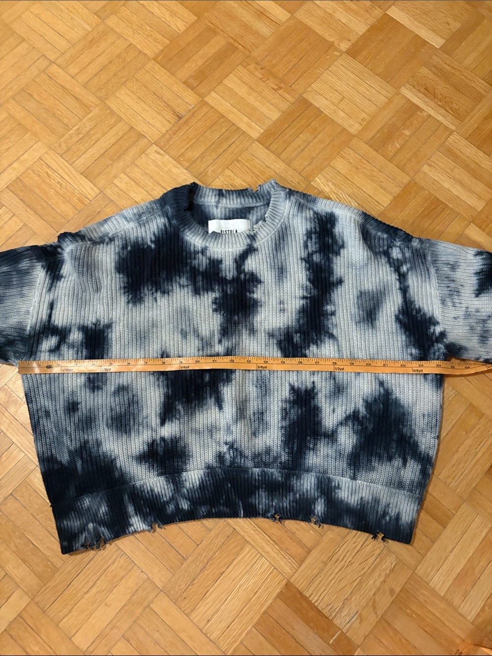 Pistola Tie-Dye Ribbed Crewneck Sweater in Black and Light Gray